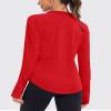 addigi Women's 1/4 Zip Long Sleeve Workout Tops Athletic Running Yoga Hiking Pullover Quick Dry UPF 50+ Sun Shirts with Thumb Hole Red Large view 2