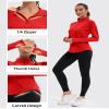 addigi Women's 1/4 Zip Long Sleeve Workout Tops Athletic Running Yoga Hiking Pullover Quick Dry UPF 50+ Sun Shirts with Thumb Hole Red Large view 3