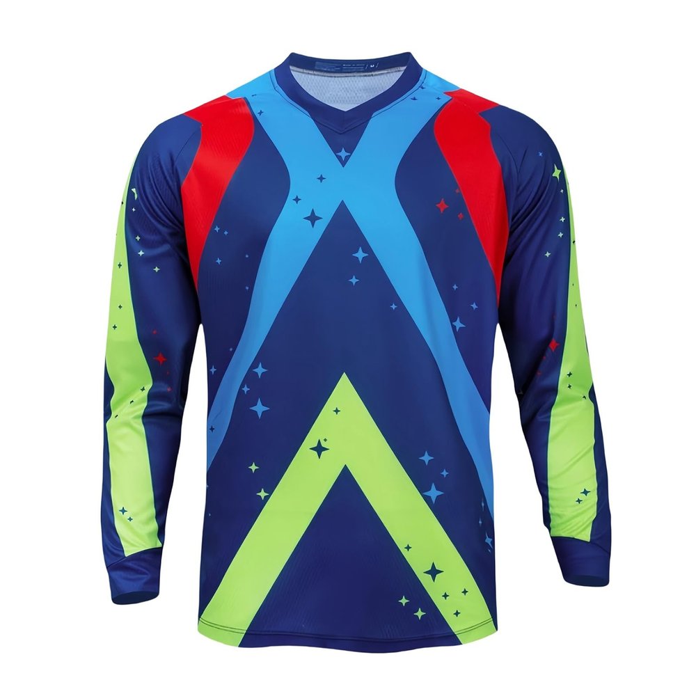 CGJSY Men's Cycling Jersey Quick-Dry Off-Road Mountain Bike Outdoor Bicycle Clothes Long Sleeve Bicycle Clothing Bike Shirt Motorcycle(Blue,3X-Large)