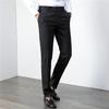 Maiyifu-GJ Men's Slim Stretch Striped Dress Pants Casual Business Formal Suit Pant Elastic Waist Skinny Flat Front Trousers (Black,33) view 2