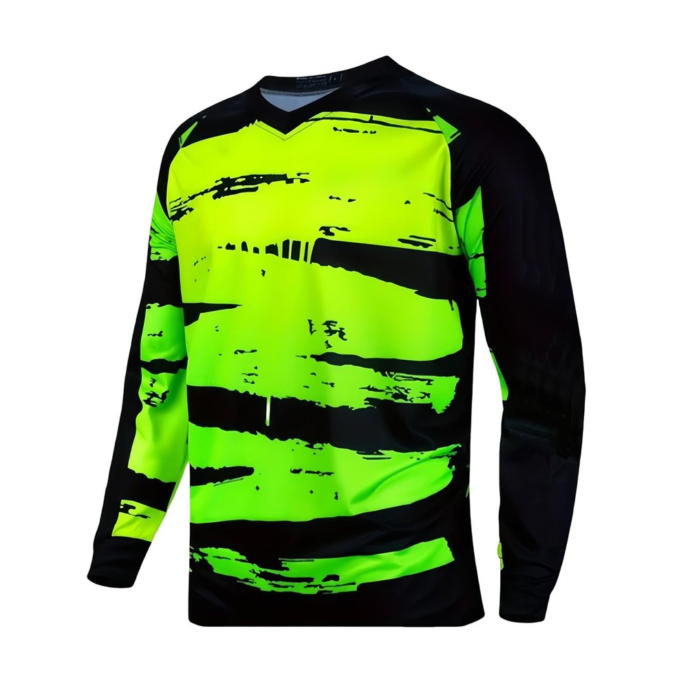 CGJSY Men's Cycling Jersey Quick-Dry Off-Road Mountain Bike Outdoor Bicycle Clothes Long Sleeve Bicycle Clothing Bike Shirt Motorcycle(Green,X-Large)
