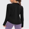 addigi Women's 1/4 Zip Pullover Long Sleeve Workout Tops Athletic Running Yoga Hiking Quick Dry UPF 50+ Sun Shirts with Thumb Hole Black Large view 2