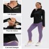 addigi Women's 1/4 Zip Pullover Long Sleeve Workout Tops Athletic Running Yoga Hiking Quick Dry UPF 50+ Sun Shirts with Thumb Hole Black Large view 3