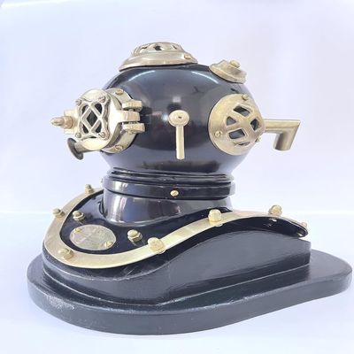 NineFit Basics 6"" Mini Vintage Scuba Nautical U.S Navy Diving Diver Helmet - Maritime Deep Diver Helmet with Black Base