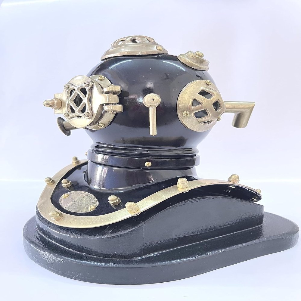NineFit Basics 6"" Mini Vintage Scuba Nautical U.S Navy Diving Diver Helmet - Maritime Deep Diver Helmet with Black Base