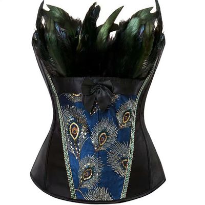 ADELCE Corsets for Women Bustier Brocade Lace up Overbust Corset Vintage Floral Shapewear Top Black S