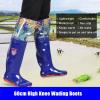 JCWGLY Blue Camo Hip Waders for Men Women, PVC Waterproof Fishing Boots Hunting Wading Boots, Anti Slip and Sturdy(7.5) view 2