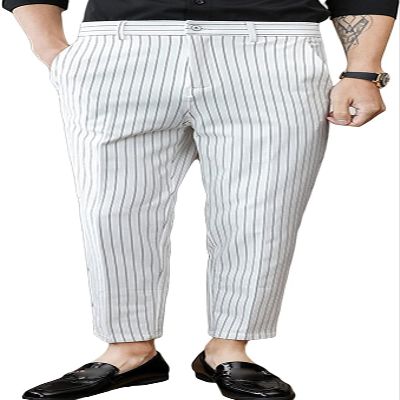 Maiyifu-GJ Men's Casual Business Formal Pants Fashion Slim Fit Stretch Dress Pant Comfort Lightweight Casual Trousers (White,29)