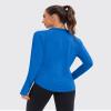 addigi Women's 1/4 Zip Long Sleeve Workout Tops Athletic Running Yoga Hiking Pullover Quick Dry UPF 50+ Sun Shirts with Thumb Hole Blue Medium view 3