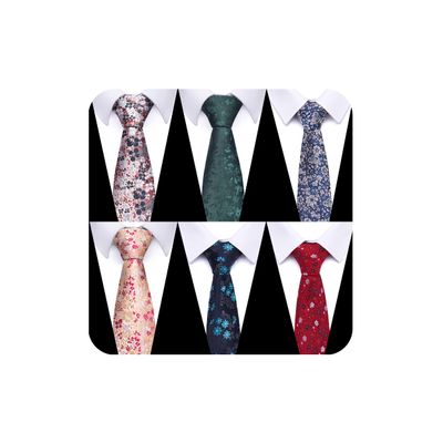 joy alice Tie For Men 6 PCS Necktie Woven Jacquard Neck Ties Set (Green Flower,Pink,Red,Grey)
