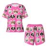 NineFit Basics Custom Short Pajamas Set with Face for Women Design Your Own Images Custom Pajama Set for Women Customizable Gifts Christmas Print Pets Lovers Family Friends Face Medium Pink view 1