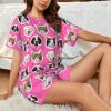 NineFit Basics Custom Short Pajamas Set with Face for Women Design Your Own Images Custom Pajama Set for Women Customizable Gifts Christmas Print Pets Lovers Family Friends Face Medium Pink view 2