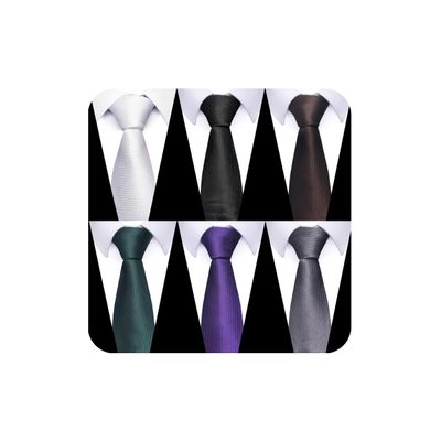 joy alice Tie For Men 6 PCS Necktie Woven Jacquard Neck Ties Set (Solid Black,Green,Brown,Gray,Purple)