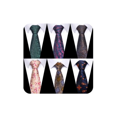 joy alice Tie For Men 6 PCS Necktie Woven Jacquard Neck Ties Set (Flower Purple,Brown,Pink,Green,Brown)
