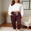 Hrbtens Women Baggy Sweatpants with Pockets Lounge Womens Pajams Pants Female Trouser Wine Red view 3