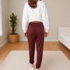 Hrbtens Women Baggy Sweatpants with Pockets Lounge Womens Pajams Pants Female Trouser Wine Red view 4