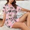 NineFit Basics Custom Short Pajamas Set with Face for Women Put Your Photo On It Custom Pajamas With Photo Customizable Gift Bridal Party Gift Print Pets Lovers Family Friends Face Medium Pink view 2