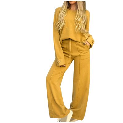 2 Piece Outfits Womens Sweatsuits Casual Long Sleeve Pullover Tops and Wide Leg Pant Lounge Sets Loose Fit Tracksuits