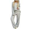 2 Piece Outfits Womens Sweatsuits Casual Long Sleeve Pullover Tops and Wide Leg Pant Lounge Sets Loose Fit Tracksuits view 1
