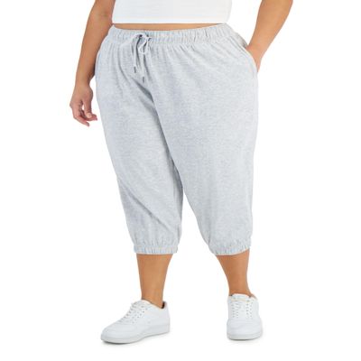 Ideology ID Performance Plus Size Cropped Jogger Pants Grey Whisper Heather 4X
