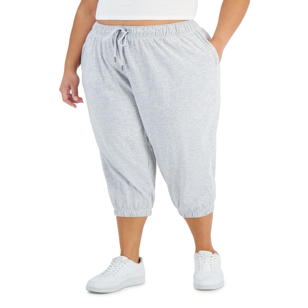 Ideology ID Performance Plus Size Cropped Jogger Pants Grey Whisper Heather 4X
