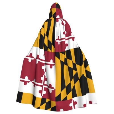 QASNLU Maryland State Flag print Halloween hooded cape decoration cape costumes for witches, Mardi Gras, Christmas