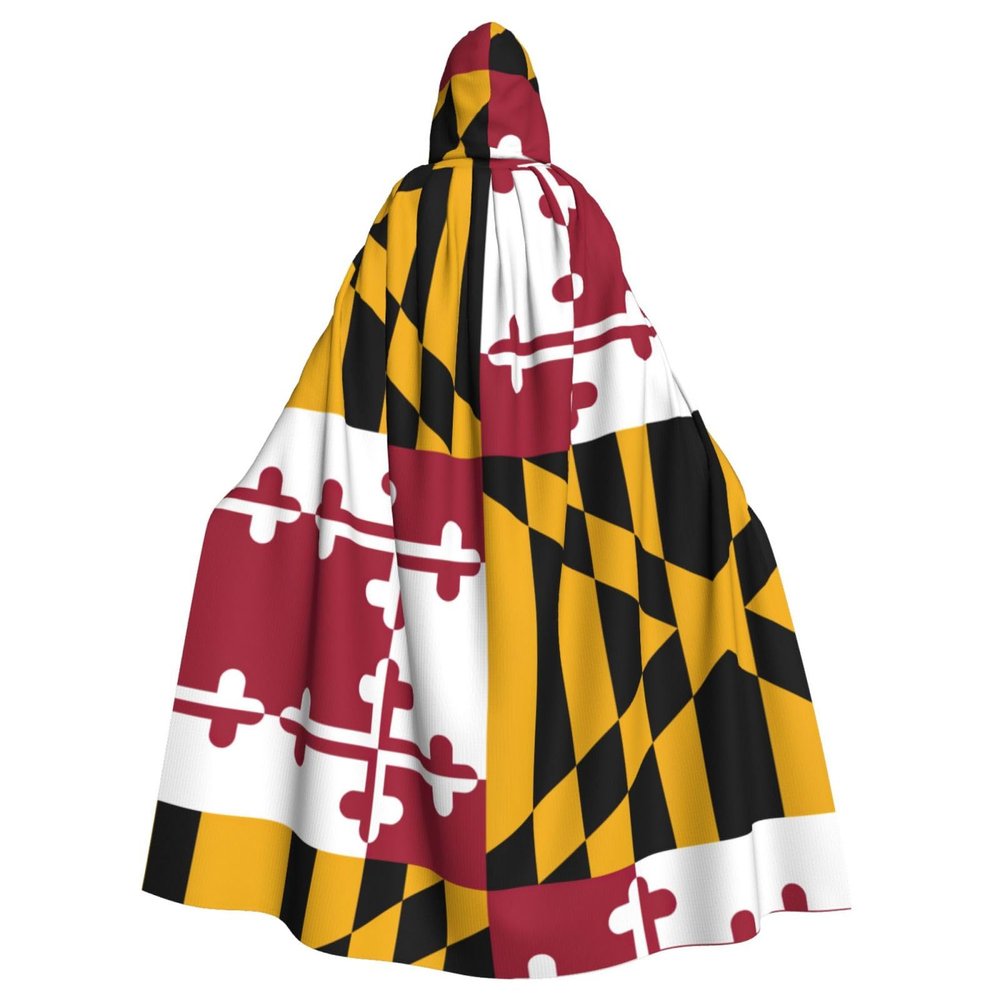 QASNLU Maryland State Flag print Halloween hooded cape decoration cape costumes for witches, Mardi Gras, Christmas