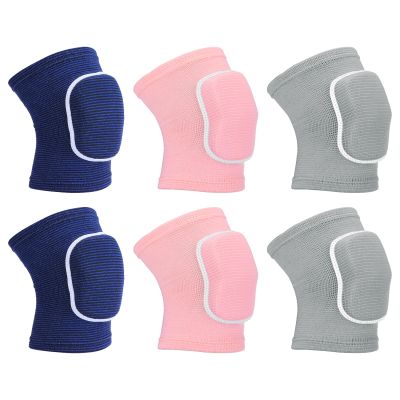 PATIKIL M Protective Knee Pads, 3 Pairs Sponge Volleyball Knee Pads Breathable Dance Knee Pads Brace for Women Men Football Basketball Workout, Blue/Grey/Pink