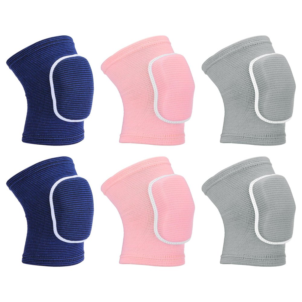 PATIKIL M Protective Knee Pads, 3 Pairs Sponge Volleyball Knee Pads Breathable Dance Knee Pads Brace for Women Men Football Basketball Workout, Blue/Grey/Pink