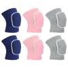 PATIKIL M Protective Knee Pads, 3 Pairs Sponge Volleyball Knee Pads Breathable Dance Knee Pads Brace for Women Men Football Basketball Workout, Blue/Grey/Pink view 1