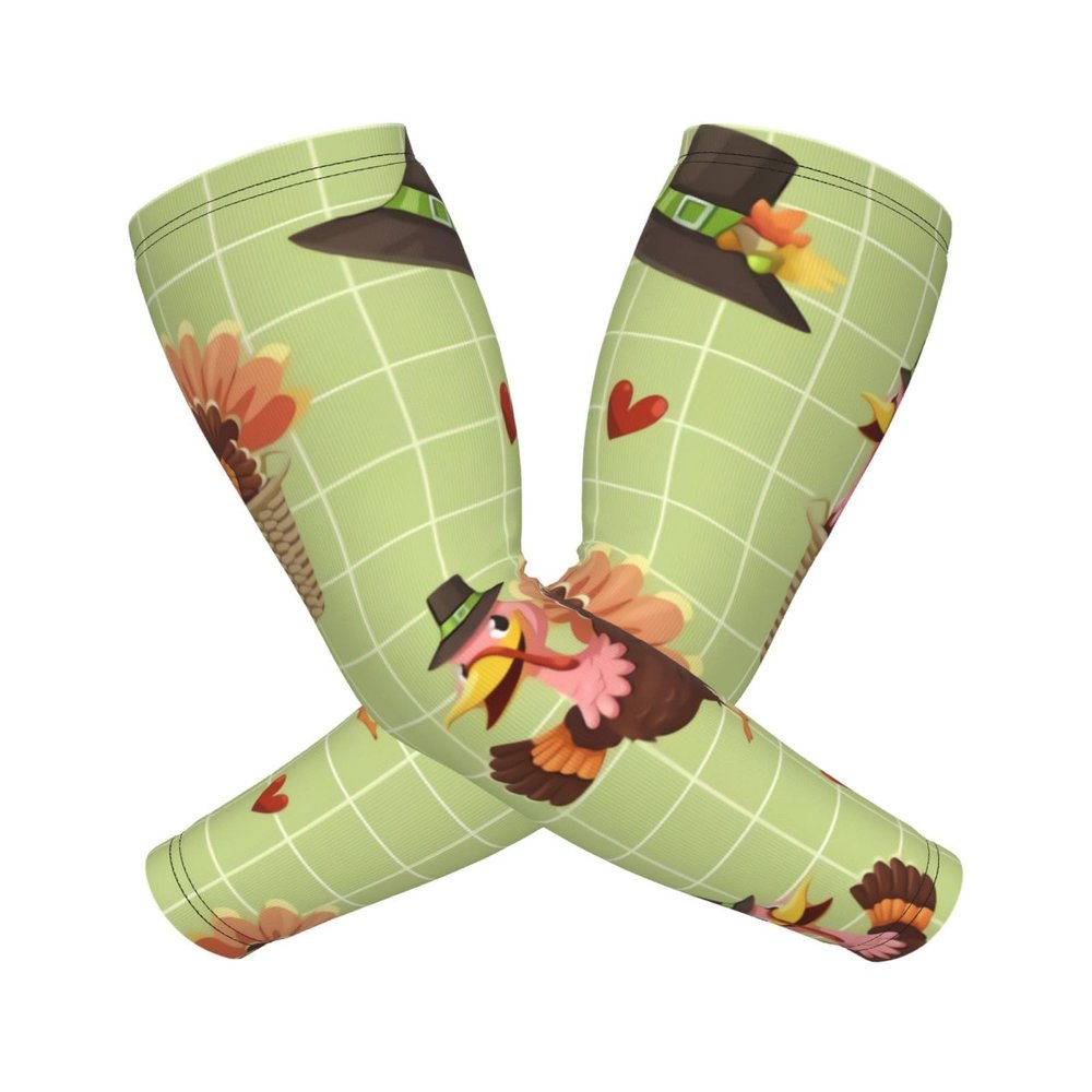 Woyaba cute turkey with hat basket and heart thanksgiving turkey compression arm sleeves,farslemers defense gardening sleeves sun protection arm sleeves for men women adult