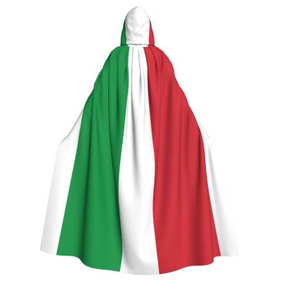 QASNLU Italian flag print Halloween hooded cape decoration cape costumes for witches, Mardi Gras, Christmas, Black