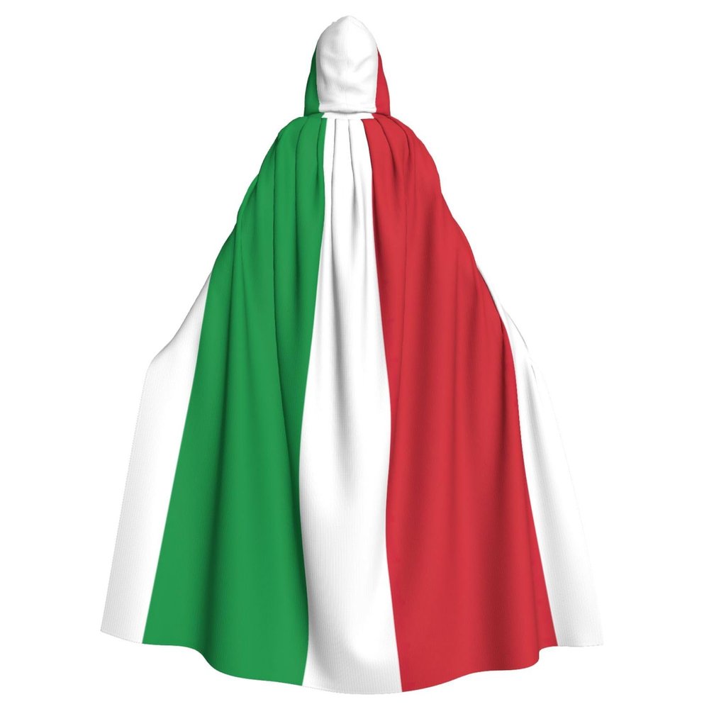 QASNLU Italian flag print Halloween hooded cape decoration cape costumes for witches, Mardi Gras, Christmas, Black
