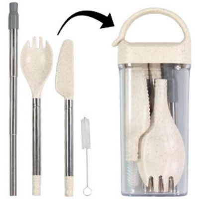 Generic Portable Travel Utensils Set,Reusable Utensils,Travel Camping Cutlery Set,Lunch Boxes Workplace Camping School Picnic with clip on case., medium, ALBOE122