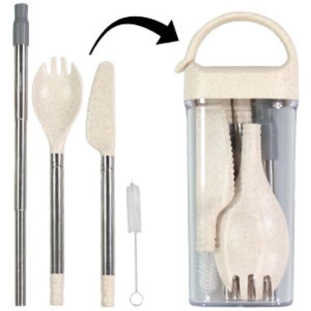 Generic Portable Travel Utensils Set,Reusable Utensils,Travel Camping Cutlery Set,Lunch Boxes Workplace Camping School Picnic with clip on case., medium, ALBOE122