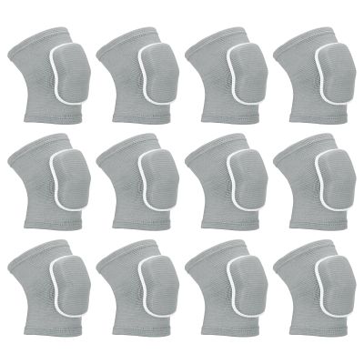 PATIKIL M Size Protective Knee Pads, 6 Pairs Sponge Volleyball Knee Pads Breathable Dance Knee Pads Brace for Women Men Football Basketball Workout, Grey