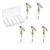 PATIKIL Fishing Lures Spinnerbait, 5 Pack Trout Lures Rooster Tail Fishing Lures Single Hook Trout Spinners 1/5 oz with Tackle Boxes for Freshwater Saltwater Fishing, Silver Tone view 1