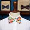 MACBANA Colorful Fun Pattern Pre-Tied Bow Tie Mens Floral Space Adjustable Bowtie F Pink Green Blue Floral01 view 2