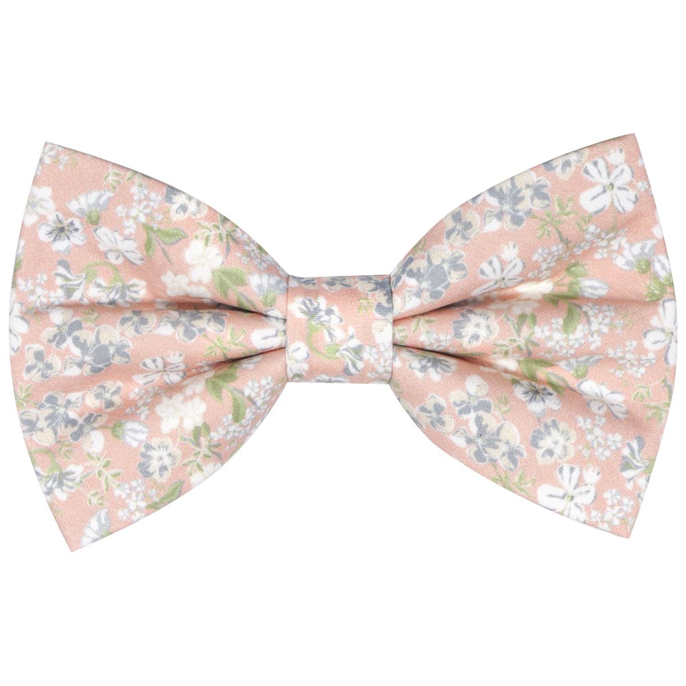 MACBANA Mens Cotton Floral Pre-tied Bowtie Flower Pattern Bow Tie for Wedding Groomsmen Party Light Peach