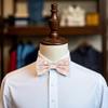 MACBANA Mens Cotton Floral Pre-tied Bowtie Flower Pattern Bow Tie for Wedding Groomsmen Party Light Peach view 2