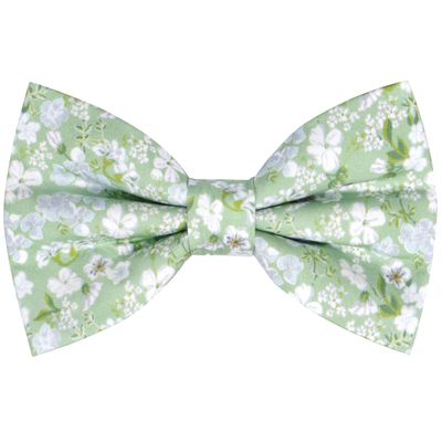 MACBANA Mens Cotton Floral Pre-tied Bowtie Flower Pattern Bow Tie for Wedding Groomsmen Party Sage Green