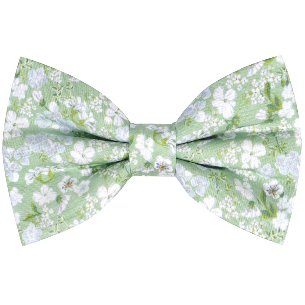 MACBANA Mens Cotton Floral Pre-tied Bowtie Flower Pattern Bow Tie for Wedding Groomsmen Party Sage Green