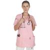 GUOER Women's V-Neck Scrub Top Unisex Scrubs Tops Rose-Pink-XS view 1