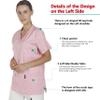 GUOER Women's V-Neck Scrub Top Unisex Scrubs Tops Rose-Pink-XS view 4