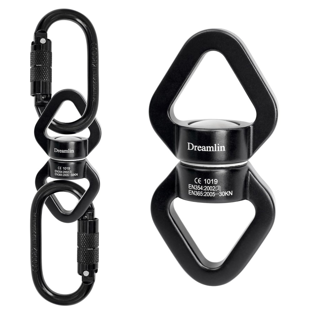 Aerial Silks Hardware Kit 30 KN Swing Swivel Aerial Yoga Hammock Rigging Aluminum Swivel Aerial Hoop Lyra Rotational Device Hanging Accessory (Black set 9)