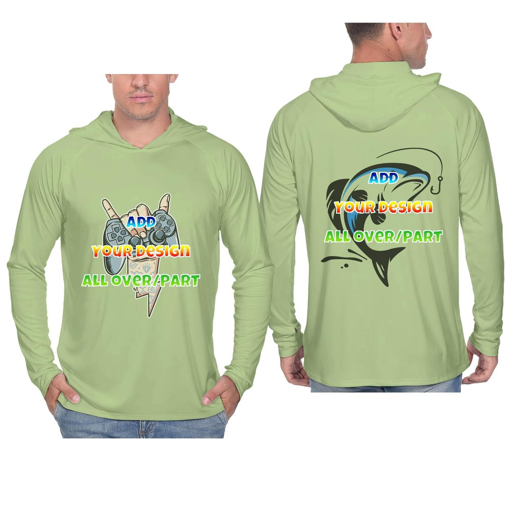 BeiClean Custom Men's Sun Protection Long Sleeve Hoodie, Personlized UPF 50+ UV Shirts, Quick-Dry Hiking Fishing Swim TShirt