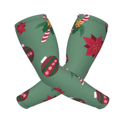 Woyaba pretty christmas candy cane with flower christmas candy compression arm sleeves,farslemers defense gardening sleeves sun protection arm sleeves for men women adult