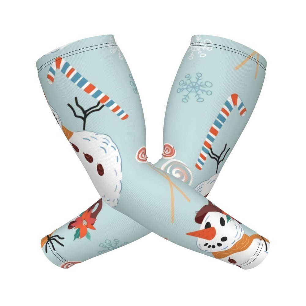 Woyaba merry christmas with cute snowman and candies christmas snowman compression arm sleeves,farslemers defense gardening sleeves sun protection arm sleeves for men women adult