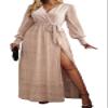 Udeniy Womens Trendy Summer Dresses Short Sleeve V Neck Boho Maxi Dress Flowy Lace Dress Floral Cocktail Dress with Belt view 1
