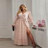 Udeniy Womens Trendy Summer Dresses Short Sleeve V Neck Boho Maxi Dress Flowy Lace Dress Floral Cocktail Dress with Belt view 2